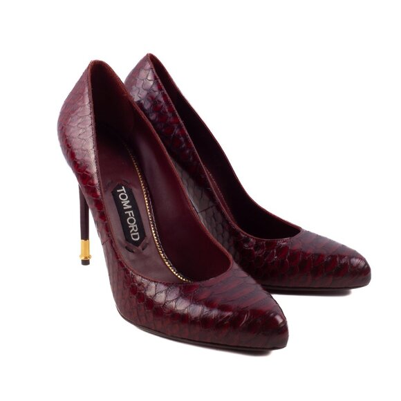 TOM FORD Dark Red Python Leather Stiletto Shoes